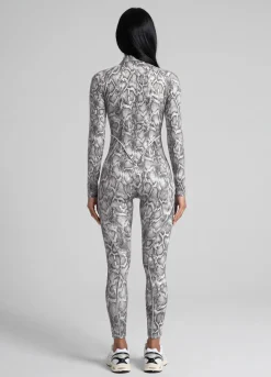 Silver Snake Closed-Back Catsuit