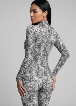 Silver Snake Closed-Back Catsuit