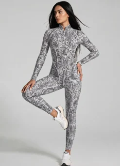 Silver Snake Closed-Back Catsuit