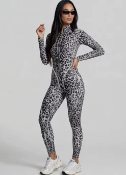 Snow Leopard Closed-Back Catsuit