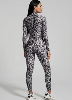 Snow Leopard Closed-Back Catsuit