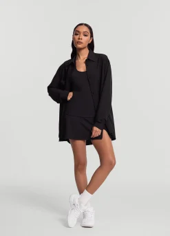 Textured Oversized Button-Up Shirt