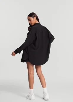 Textured Oversized Button-Up Shirt