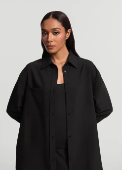 Textured Oversized Button-Up Shirt