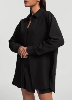 Textured Oversized Button-Up Shirt