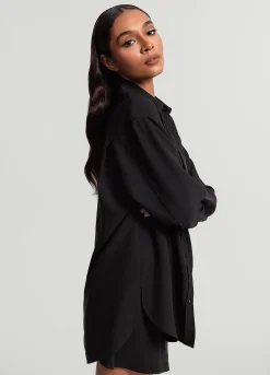 Textured Oversized Button-Up Shirt