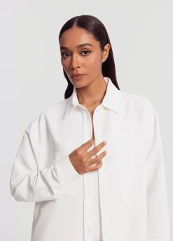 Textured Oversized Button-Up Shirt