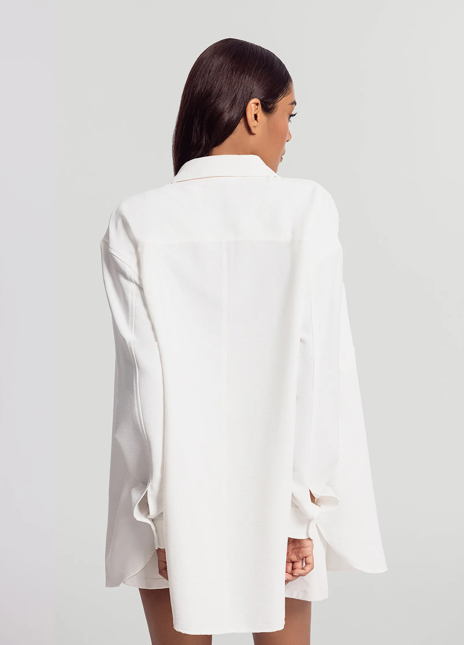 Textured Oversized Button-Up Shirt