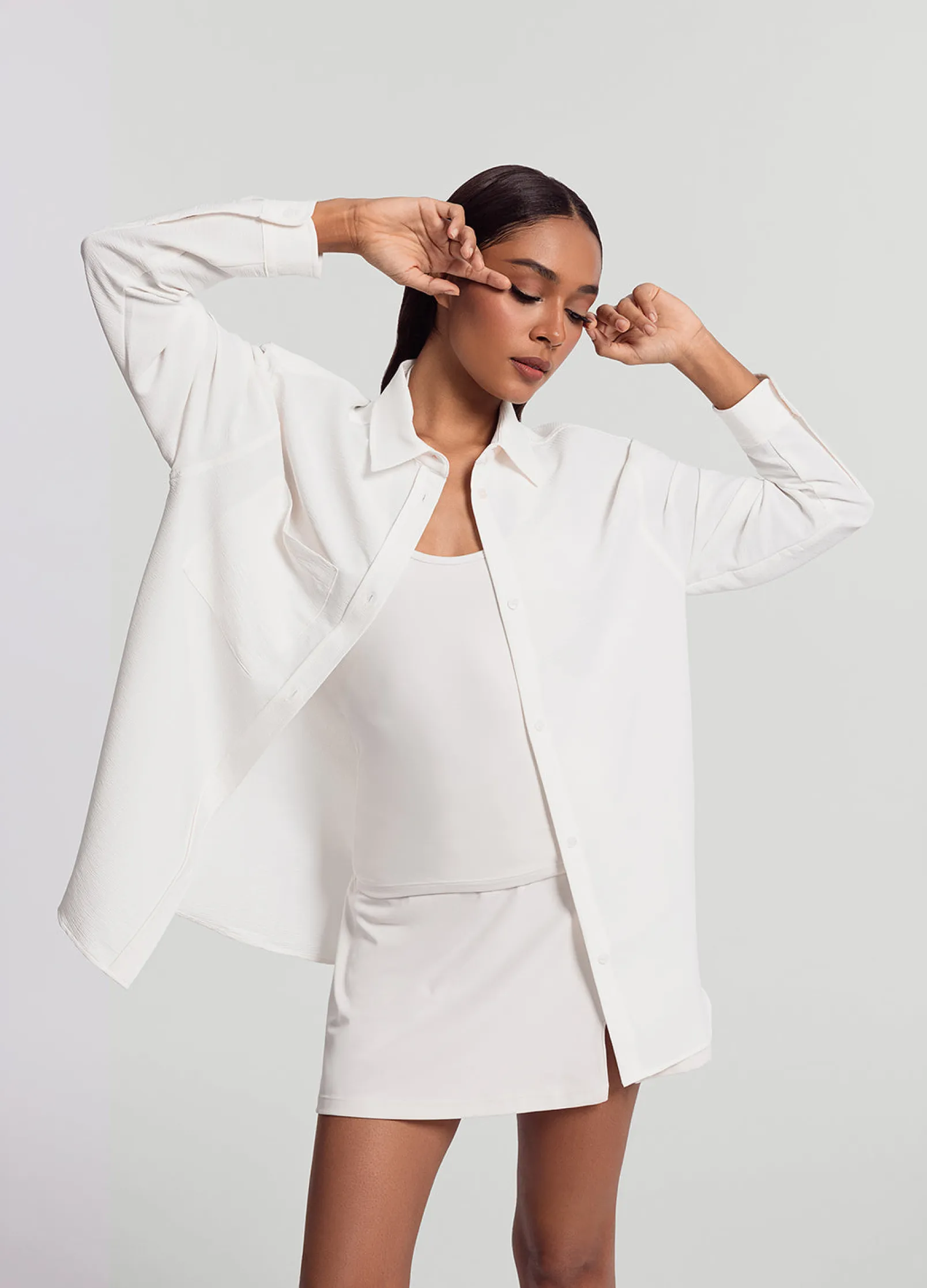 Textured Oversized Button-Up Shirt