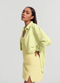 Textured Oversized Button-Up Shirt
